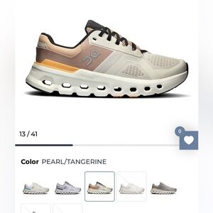 On Women's Cloudrunner 2 Size 8W Wide Pearl/Tangerine Running Shoes XLNT Clean